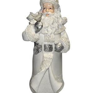 Festive Silver White Santa Claus Figurine